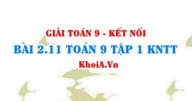 Bài 2.11 SGK Toán 9 tập 1 Kết nối tri thức